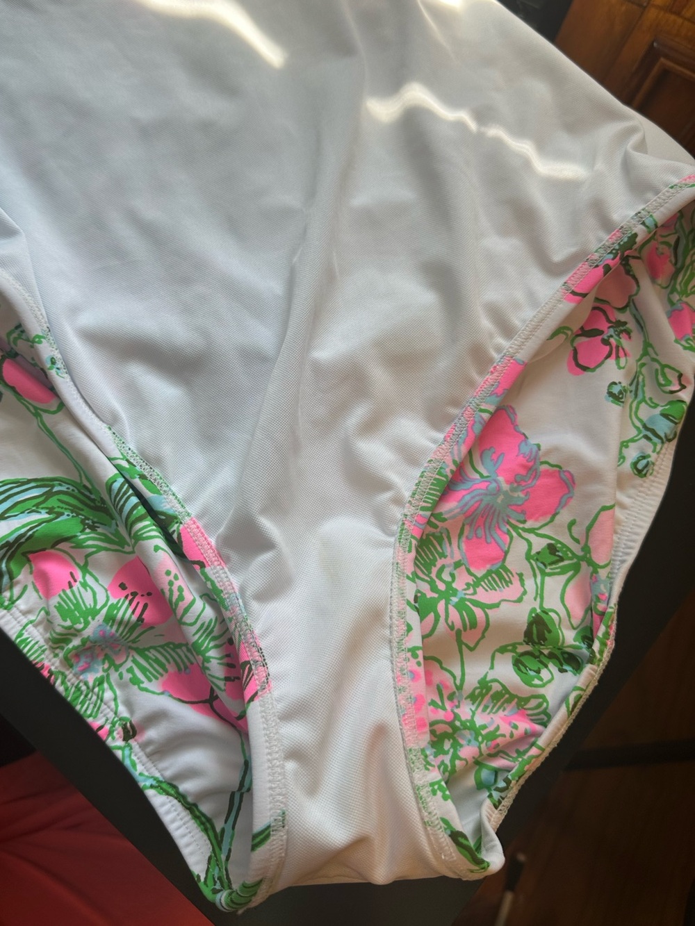 Lilly Pulitzer Napili One-Piece Swimsuit White Floral Pink Green Size 14 EUC - Picture 10 of 11
